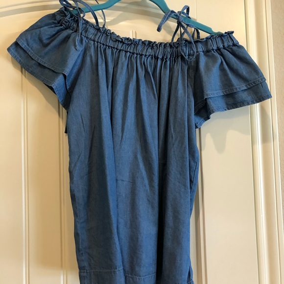 Off the Shoulder Denim Top - Picture 1 of 2